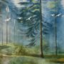 Watercolor Painting Misty Forestscape Wallpaper Mural