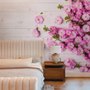 Papier peint panoramique fleuri rose pivoine