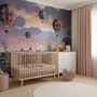 Kids Harbor Village and Hot Air Balloons Wallpaper Mural