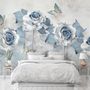 Soft Blue Floral Wallpaper Mural