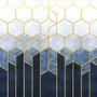 Papier peint panoramique géométrique bleu foncé en nid d'abeille