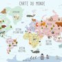  Carte éducatif en Français - Papier peint carte du monde éducative avec animaux pour enfants et bébé