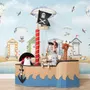 Watercolor Kids Beach House with Hot Air Balloons