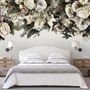 Retro Dark White Flowers Wallpaper Mural