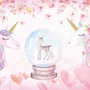Kids Girls Unicorn with Pink Florals Wallpaper Mural