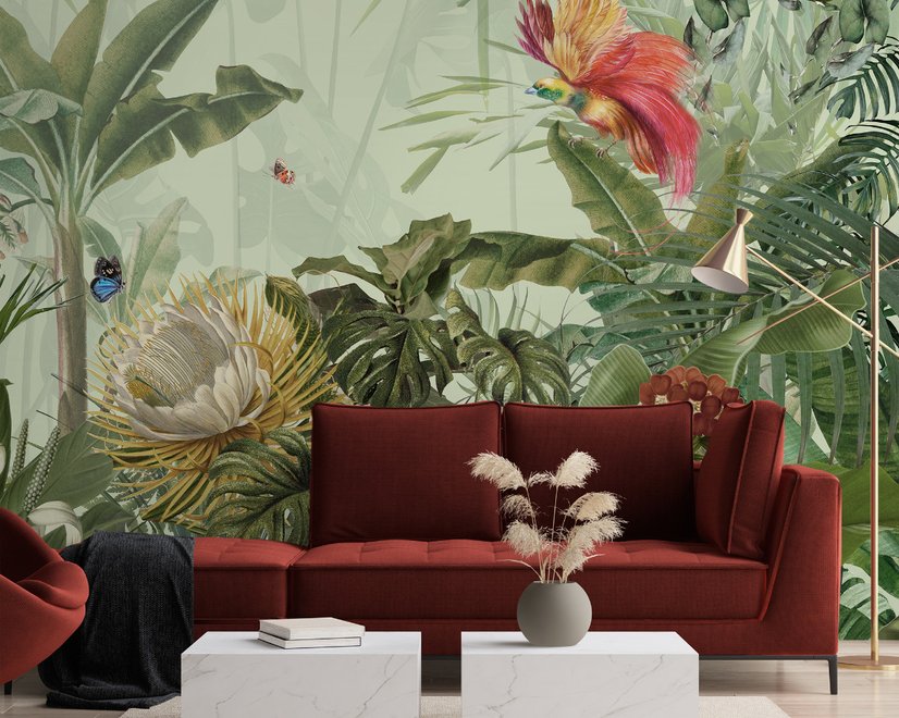 Tropical Jungle Plants Wallpaper Mural
