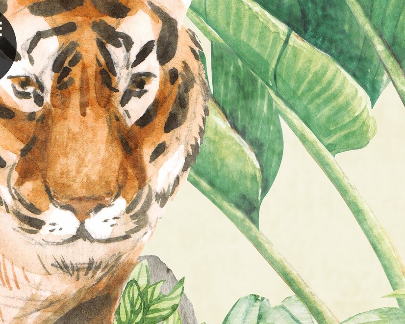 Aquarell Safari-Tiere im Regenwald Fototapete für Kinder