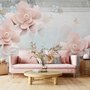Papier peint panoramique floral rose