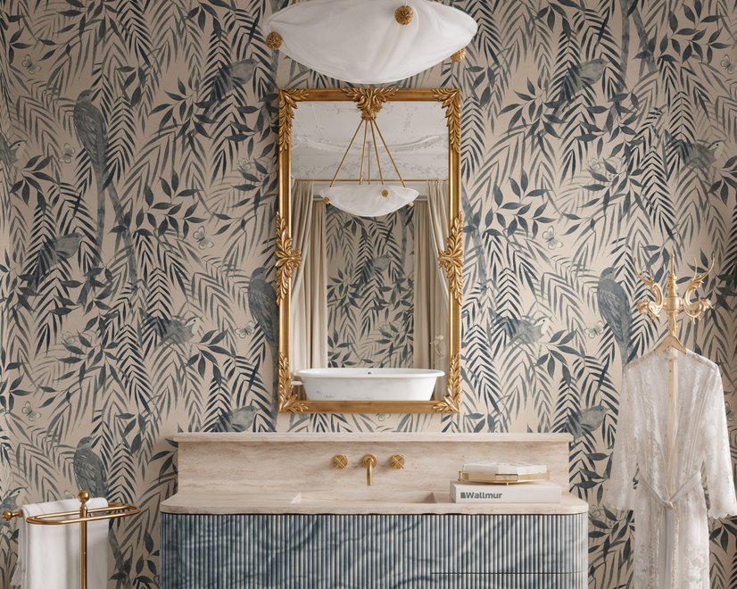 Watercolor Tropical Bird Garden Wallpaper Mural