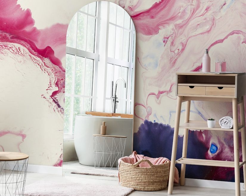 Pink Blue Marble Style Brush Wallpaper Mural