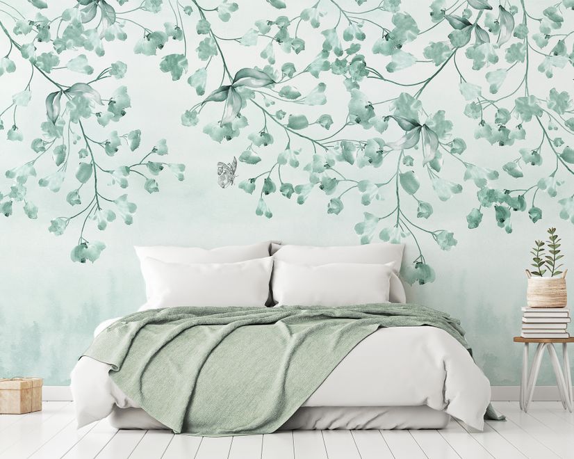 Soft Green Blossom Wallpaper Mural