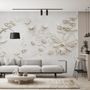 3D Embossed Look Cement Lily Flower Wallpaper Mural