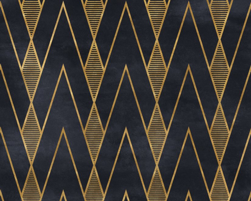Fototapete Art Deco Dreieckslinien auf dunklem Hintergrund