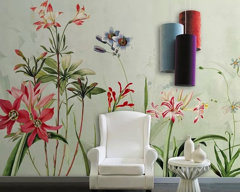 Bunte Pflanzen und Blumen Fototapete