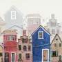 Aquarell Cartoon Stadt Straßenszene Fototapete