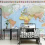 Political World Map and Country Flags Wallpaper Mural