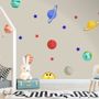 Colorful Planets and Happy Sun with Stars Wall Decal Sticker