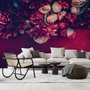Papier peint bouquet de dahlia rouge et rose