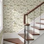 Watercolour fish wallpaper with sage seaweed, coral and starfish on a warm cream background