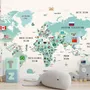 Kids Colorful World Map with Flags Map Wallpaper Mural