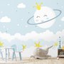 Kindertapete Weicher Mond mit Weißen Wolken am Himmel Fototapete