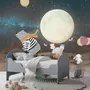 Fototapete mit Cartoon-Bär und niedlichem Kaninchen mit Mond