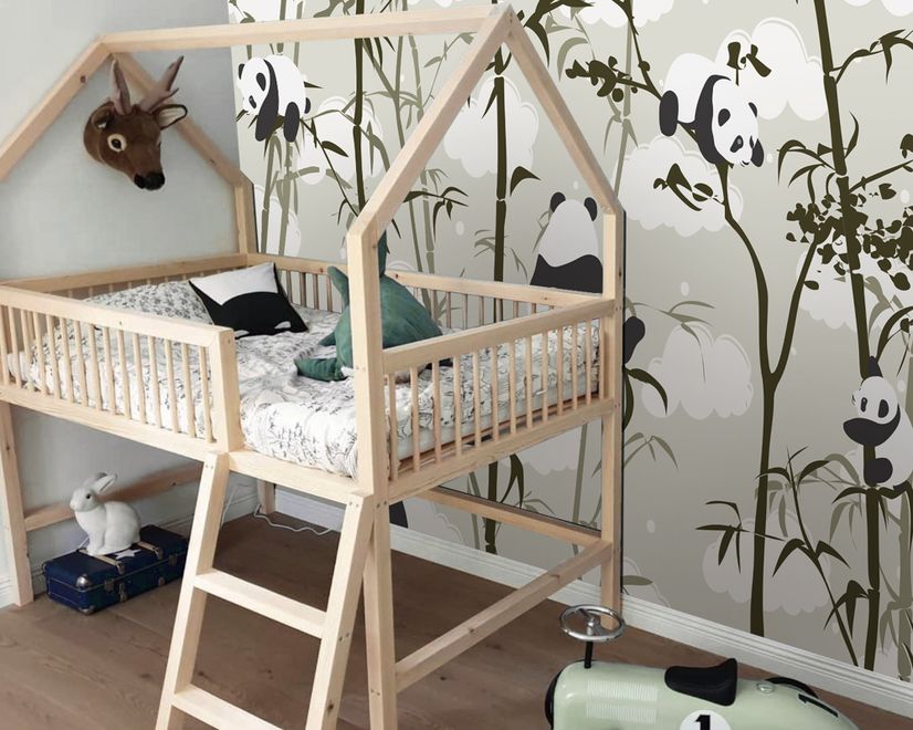 Cute Panda with Bamboo Tree Wallpaper Mural