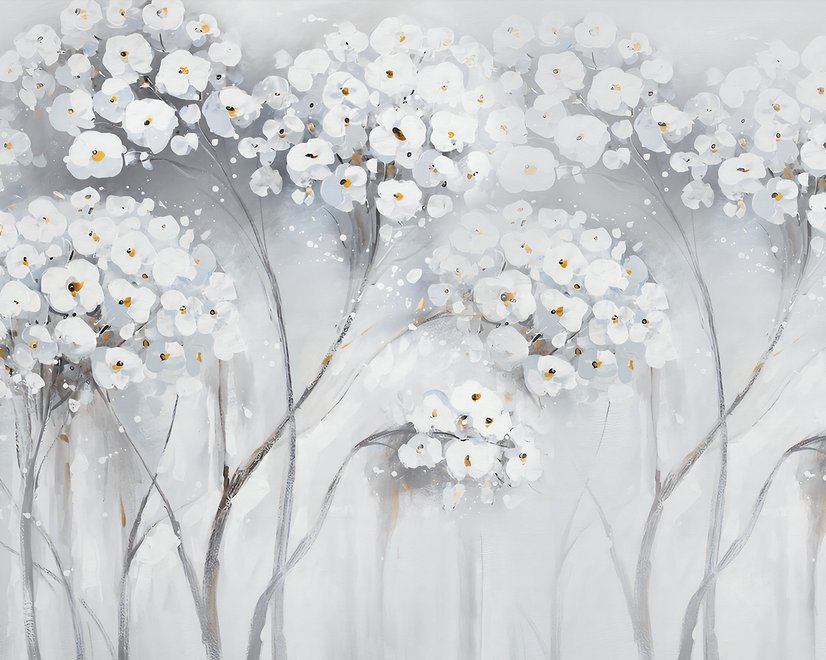 Watercolor Painting White Flowers Wallpaper Mural