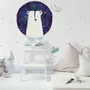 Stickers muraux ours blanc lune aquarelle étoiles jaunes enfants