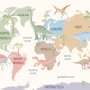 Papier peint carte monde dinosaures enfants