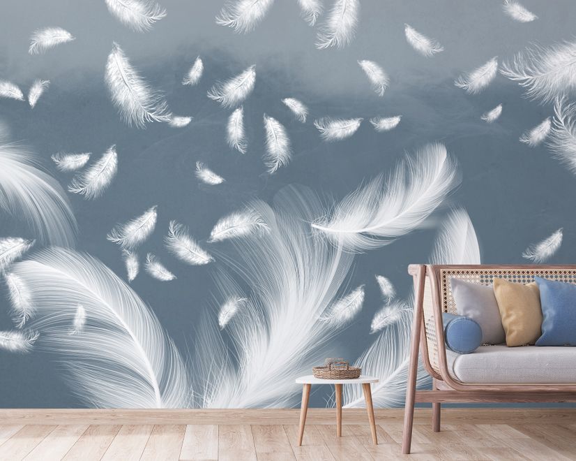 Blue Feathers Wallpaper Mural