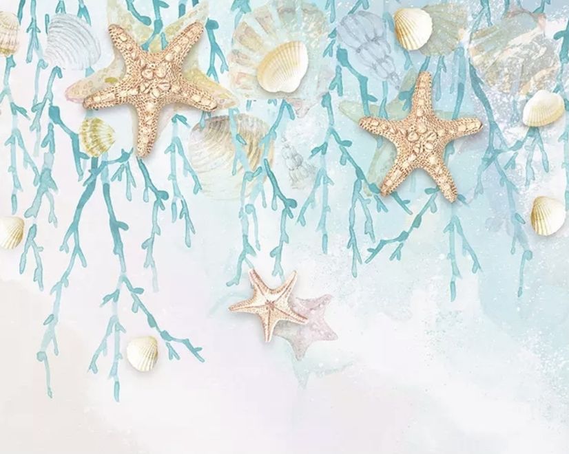 Undersea with Starfish Wallpaper Mural