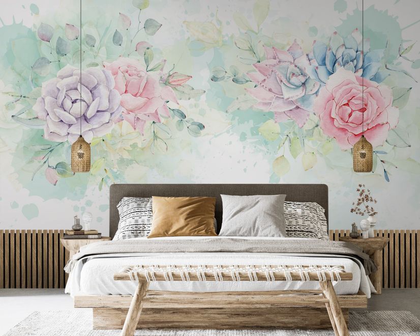 Watercolor Soft Floral Wallpaper Mural