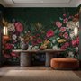Elegant Tropical Botanical Floral and Leopard Wallpaper 