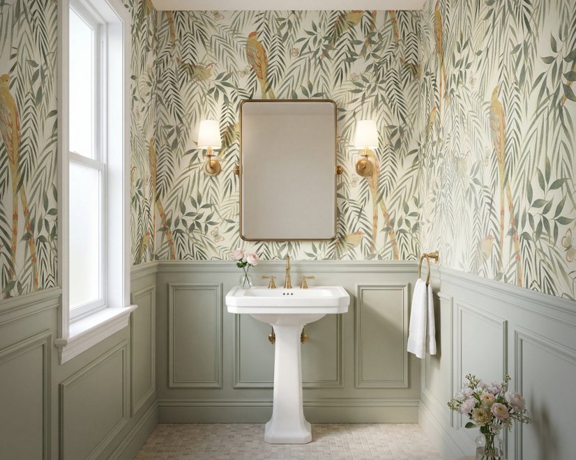 Watercolor Tropical Bird Garden Wallpaper Mural