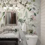 Watercolor Soft Floral with Green Leaves Wall Mural