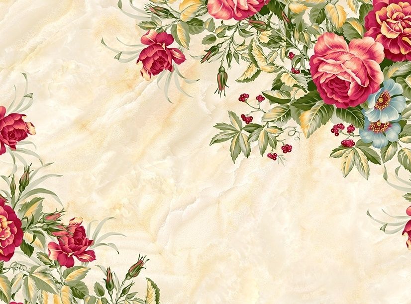 Vintage Pastel Red Floral Wallpaper Mural