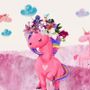 Papier peint panoramique licorne rose dessin animé