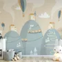 Soft Hot Air Balloon with Little Home Wallpaper Mural