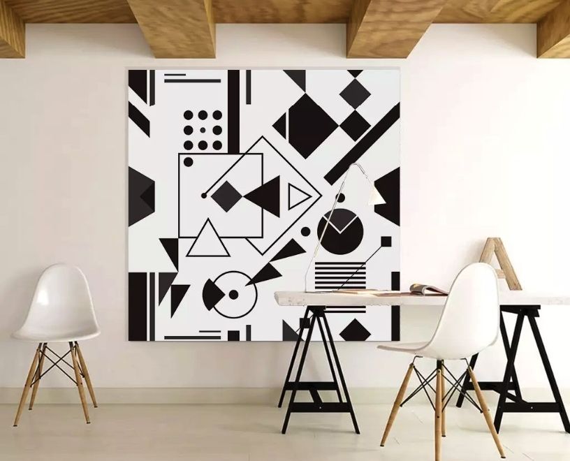 Black White Geometric Shapes Wallpaper Mural