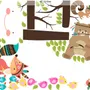 Kids Cute Fox and Bear and Cartoon Tree with Little Birds Wall Decal Sticker