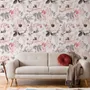 Kids Nursery Floral Pink Rose Pattern Wallpaper Mural