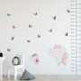 Kids Pink Ballerine Elephant and Bunny with Little Butterflies Wall Decal Sticker