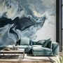 Abstract Watercolor Style Dark Marble Wallpaper Mural