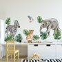 Stickers muraux animaux tropicaux avec feuilles pour enfants
