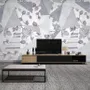 Rose Floral with Geometric Pattern Wallpaper Mural
