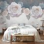 Vintage White Rose Floral Wallpaper Mural