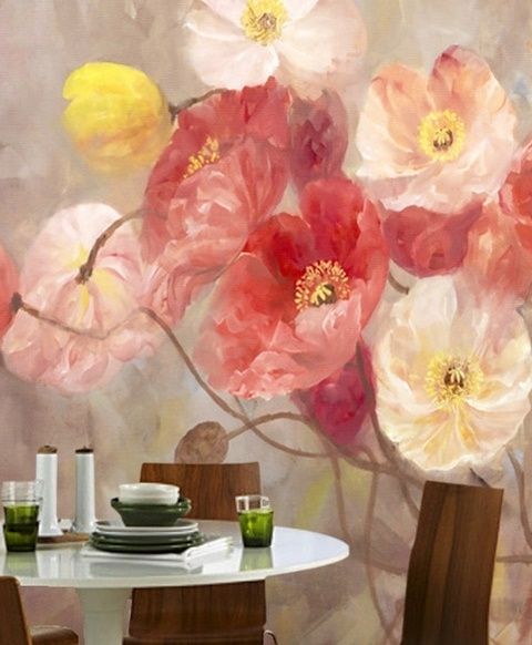 Oil Painting Poppy Floral Wallpaper Mural