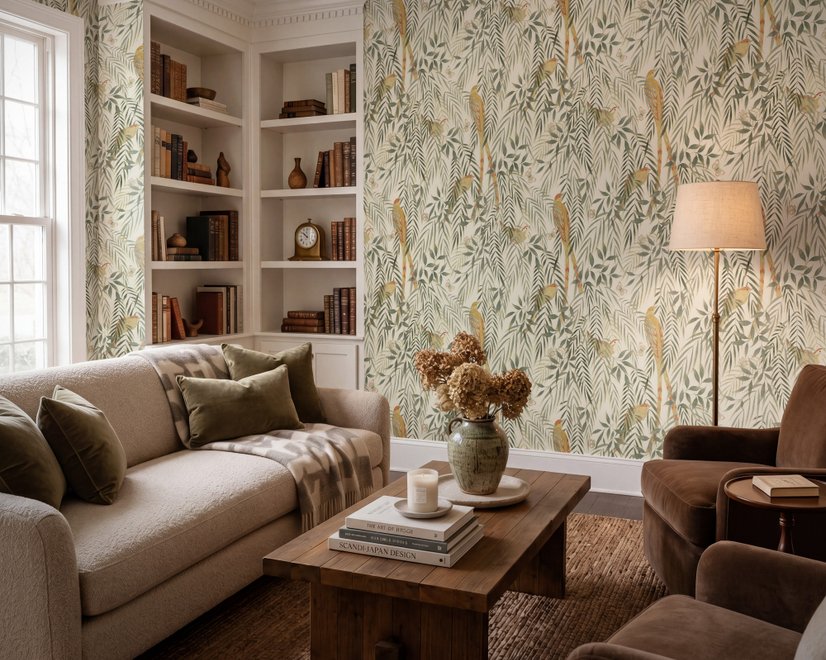 Watercolor Tropical Bird Garden Wallpaper Mural