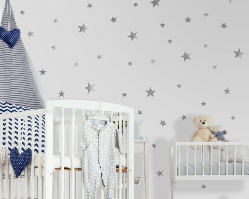 Argent métallisé Petites étoiles Stickers muraux Sticker